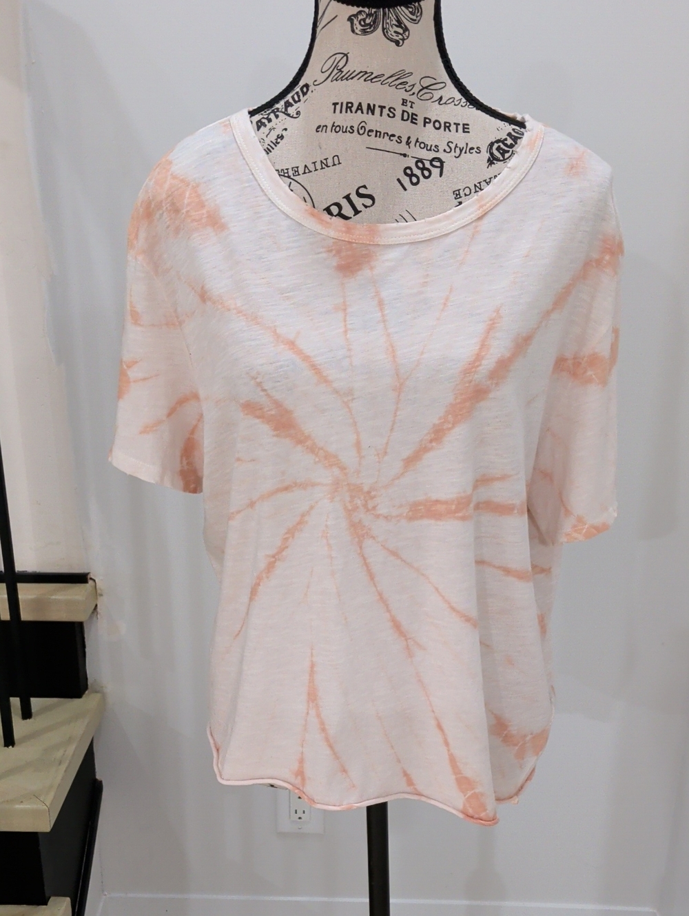 BUFFALO | David Bitton  Women's Peach Swirl Distressed Short Sleeved Shirt